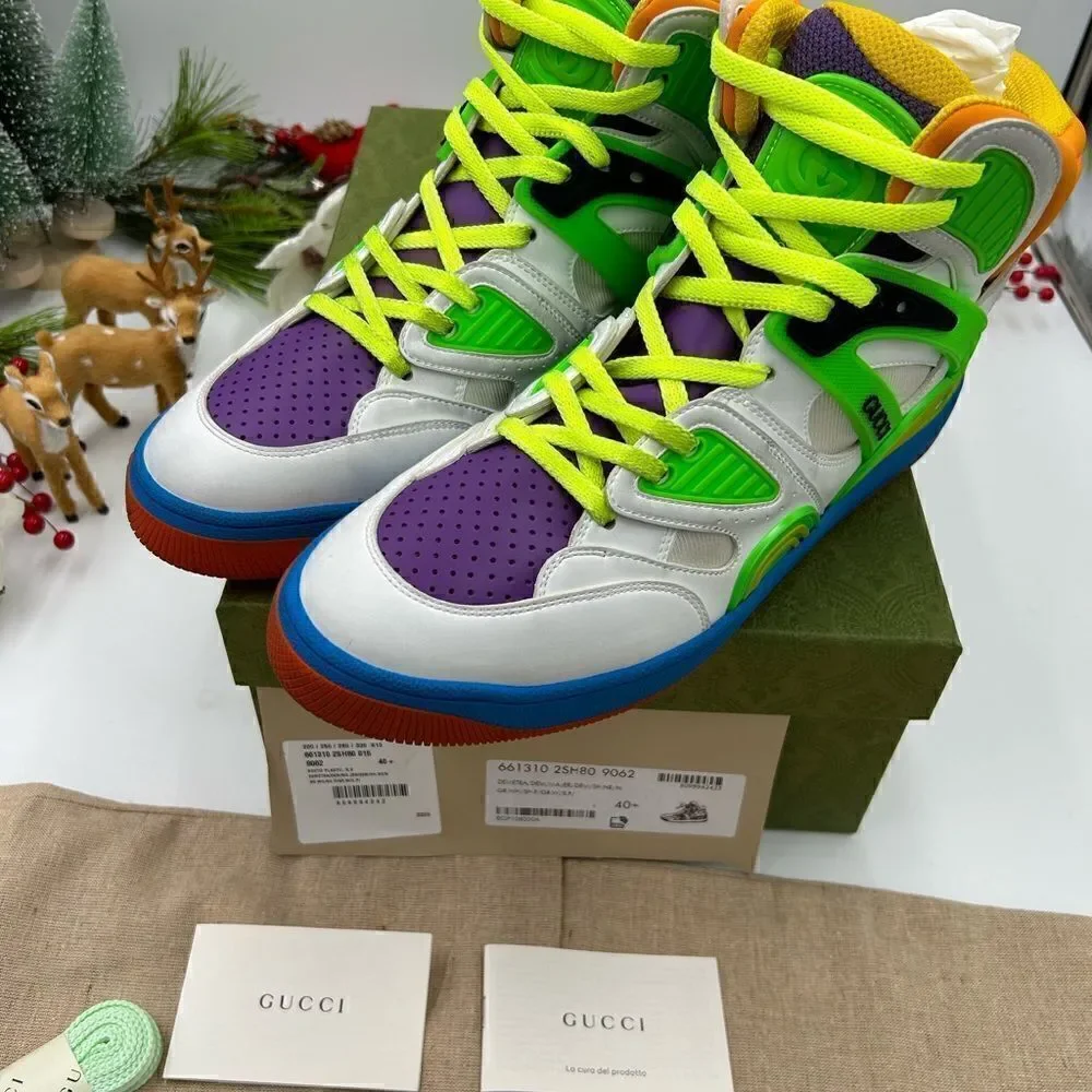 Women’s Gucci basket high top leather sneakers size 40.5 made in Italy. - Picture 5 of 10